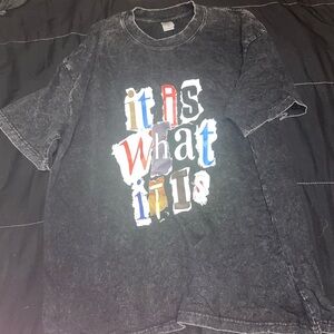 It is what it is acid wash oversized Black Graphic T-Shirt size medium